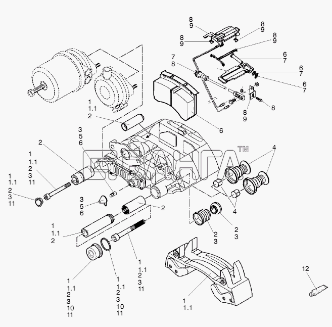 Neoplan N 116 (MAN) E3 Схема REAR AXLE DISK BRAKE-109 banga.ua