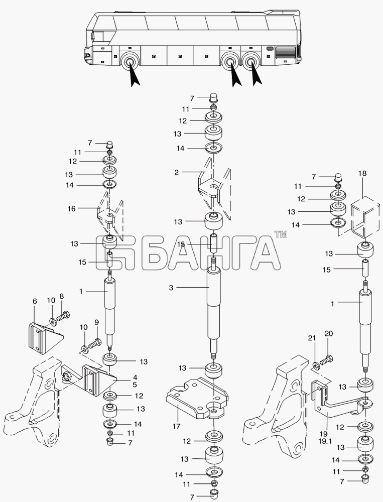 Neoplan N 116 (MAN) E3 (вар.) Схема SHOCK ABSORBER-131 banga.ua