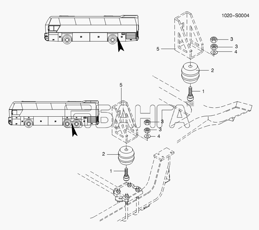 Neoplan N 116 (MAN) E3 (вар.) Схема SHOCK ABSORBER-132 banga.ua