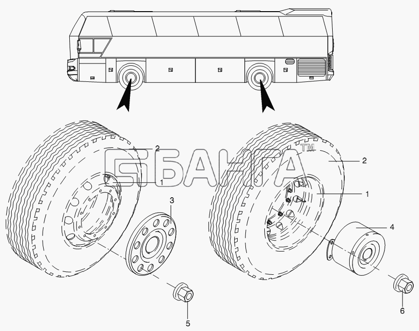 Neoplan N 116 (MAN) E3 (вар.) Схема WHEEL CAPS-197 banga.ua