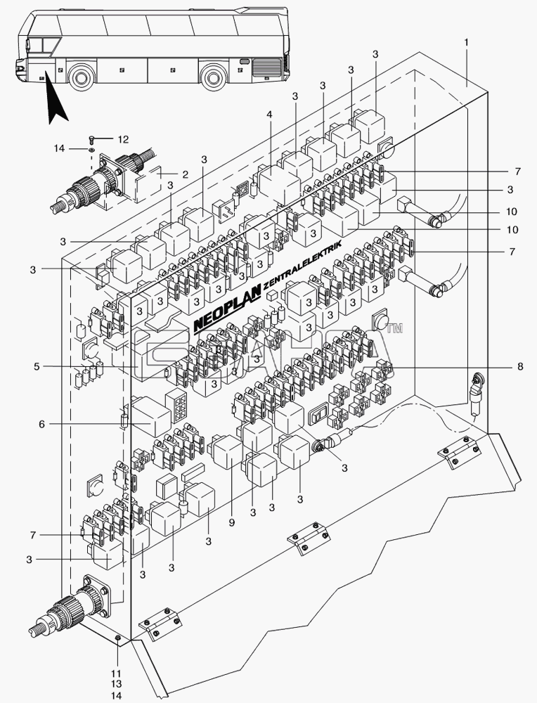 Neoplan N 116 (MAN) E3 (вар.) Схема MAIN SWITCHBOARD-212 banga.ua