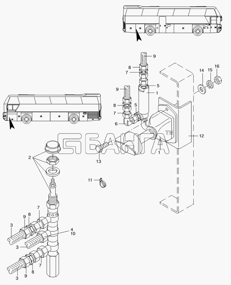 Neoplan N 116 (MAN) E3 (вар.) Схема BATTERY ISOLATING LINK-250