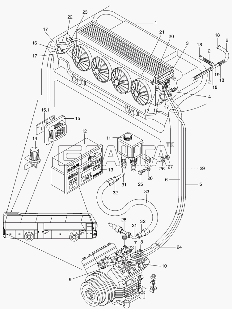 Neoplan N 116 (MAN) E3 (вар.) Схема HEATING VENTILATION AND AIR