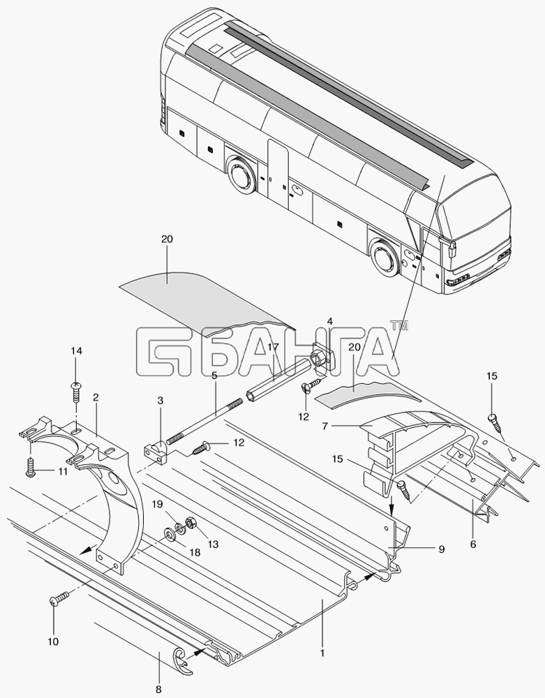 Neoplan N 116 (MAN) E3 (вар.) Схема AIR CHANNELS LUGGAGE DUMP-310