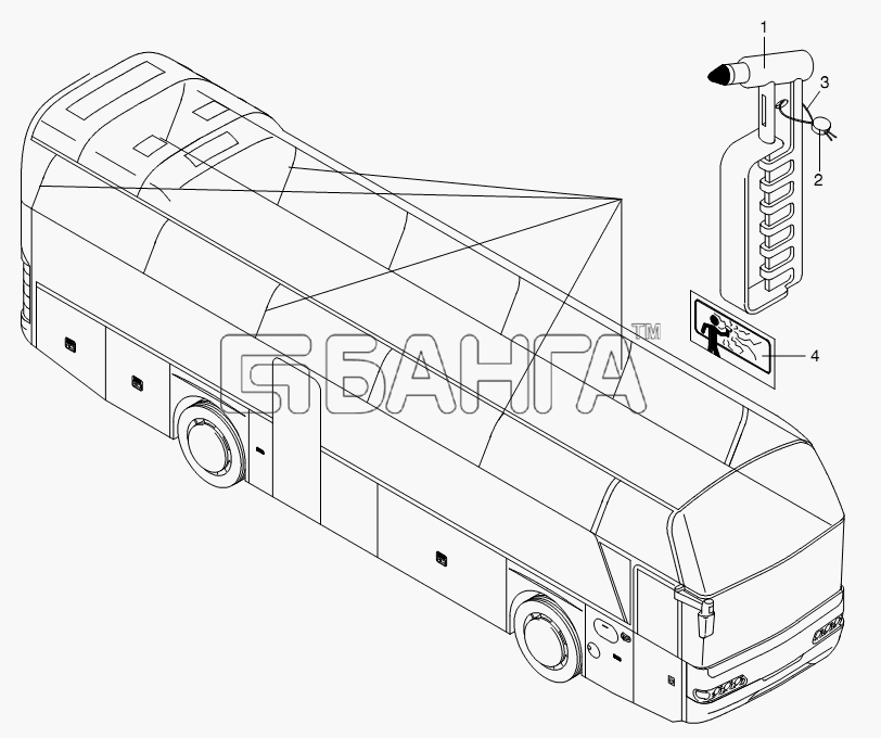 Neoplan N 116 (MAN) E3 (вар.) Схема SAFETY EQUIPMENT-334 banga.ua