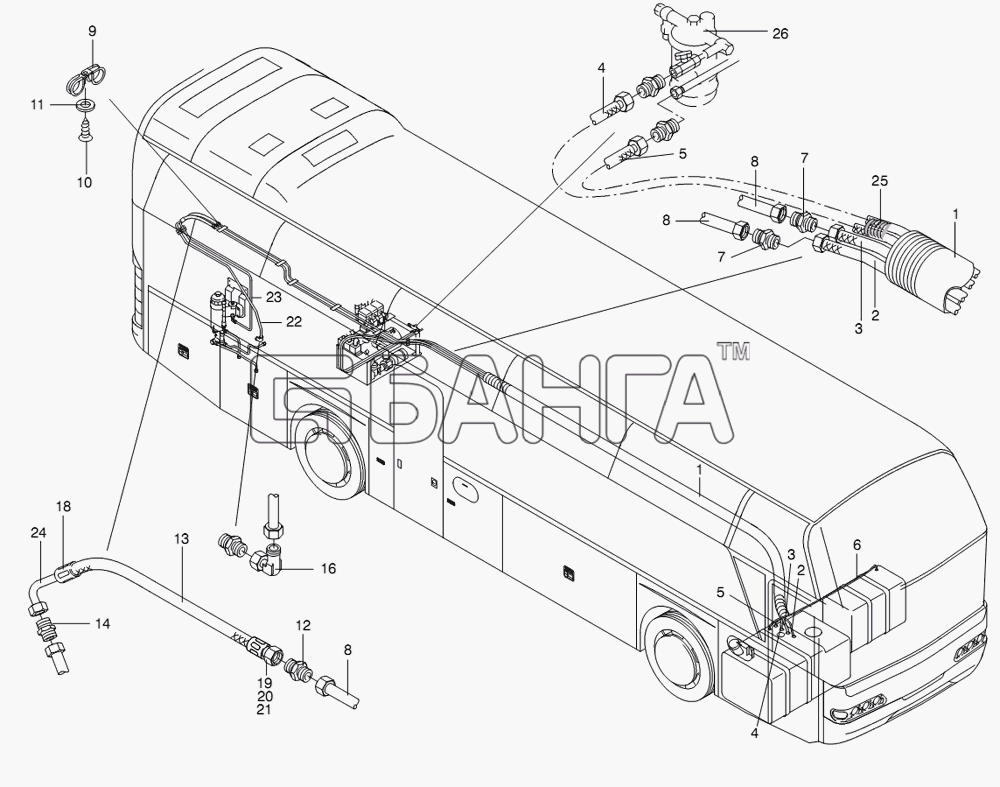 Neoplan N 116 (MAN) E3 (вар.) Схема FUEL SYSTEM-42 banga.ua
