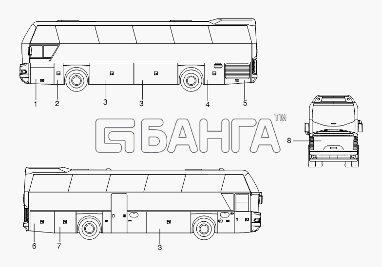 Neoplan N 116 (MAN) E3 (вар.) Схема SERVICE DOORS-374 banga.ua
