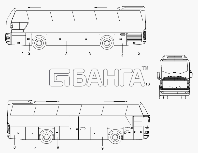 Neoplan N 116 (MAN) E3 (вар.) Схема SERVICE DOORS-377 banga.ua
