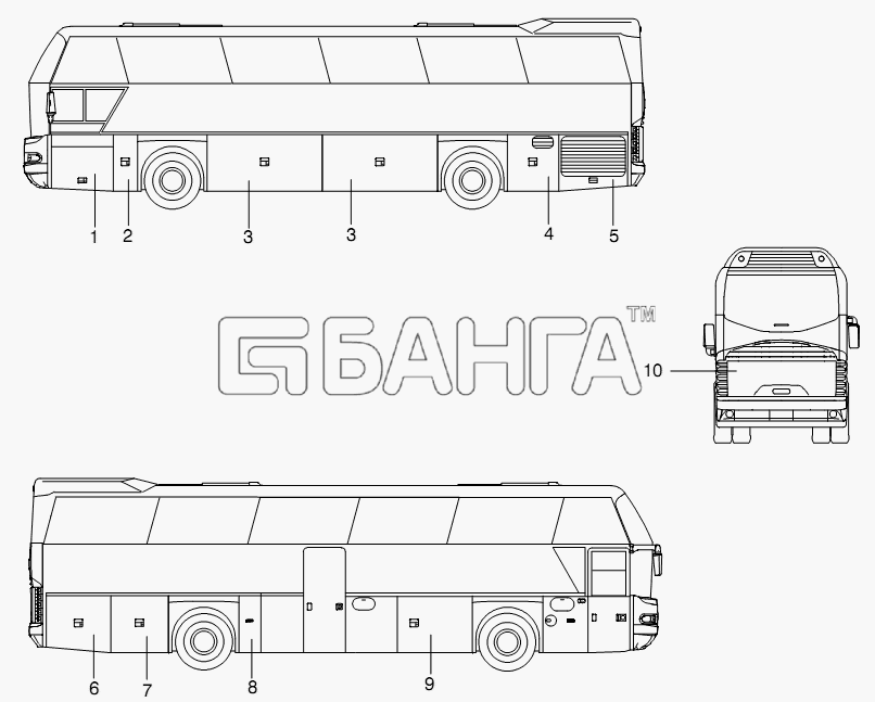 Neoplan N 116 (MAN) E3 (вар.) Схема SERVICE DOORS-378 banga.ua