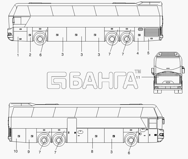 Neoplan N 116 (MAN) E3 (вар.) Схема SERVICE DOORS-385 banga.ua