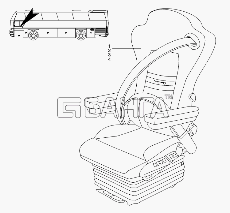 Neoplan N 116 (MAN) E3 (вар.) Схема DRIVER S SEAT-412 banga.ua