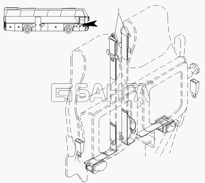 Neoplan N 116 (MAN) E3 (вар.) Схема SAFETY BELTS-424 banga.ua