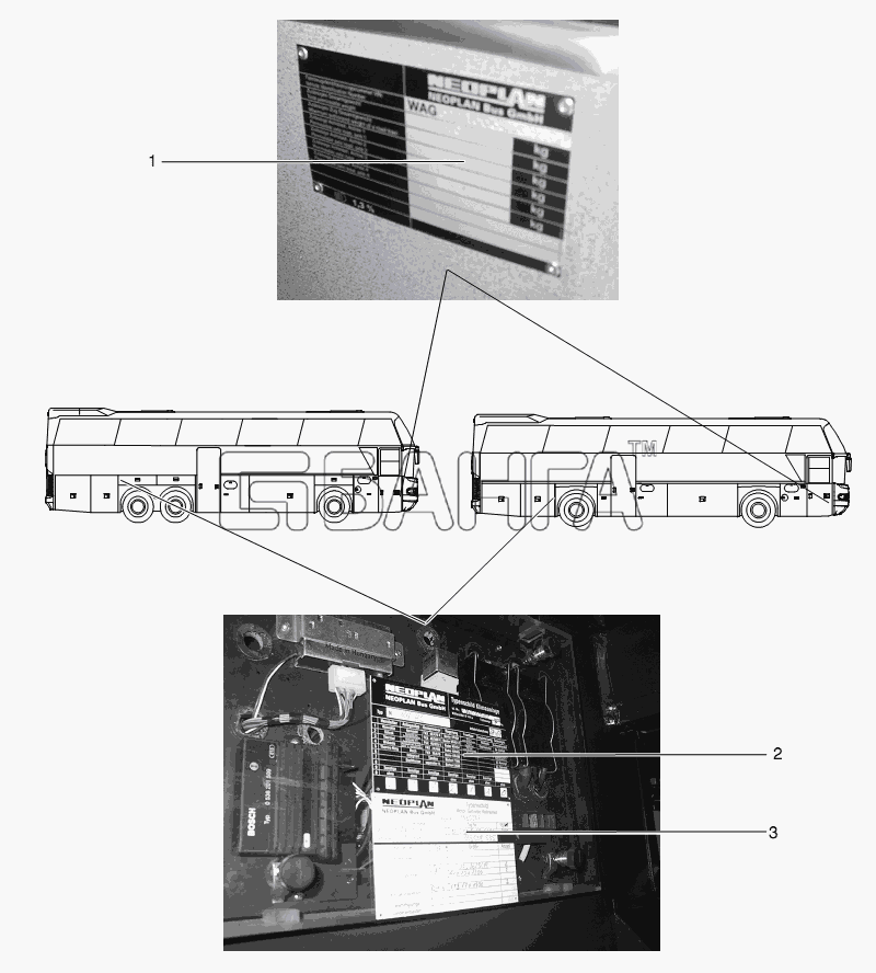Neoplan N 116 (MAN) E3 (вар.) Схема SAFETY SIGNS-435 banga.ua