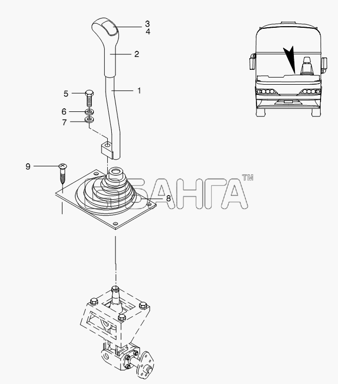 Neoplan N 116 (MAN) E3 (вар.) Схема SELECTOR SHAFT AND PARTS-84
