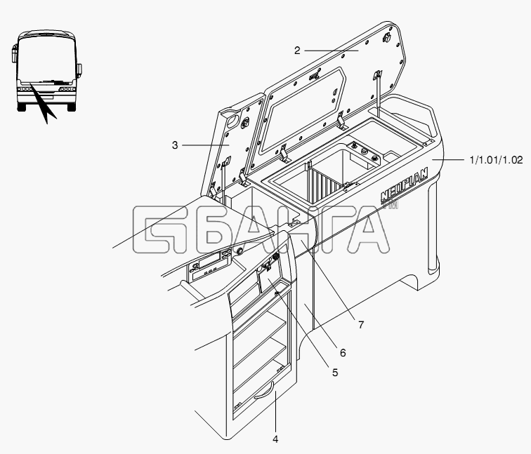 Neoplan N 3318 U E3 Схема DASHBOARD PARTS-153 banga.ua