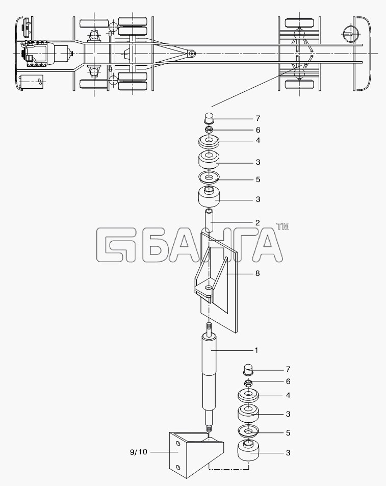 Neoplan N 3318 U E3 Схема SHOCK ABSORBER AND MOUNT-61 banga.ua