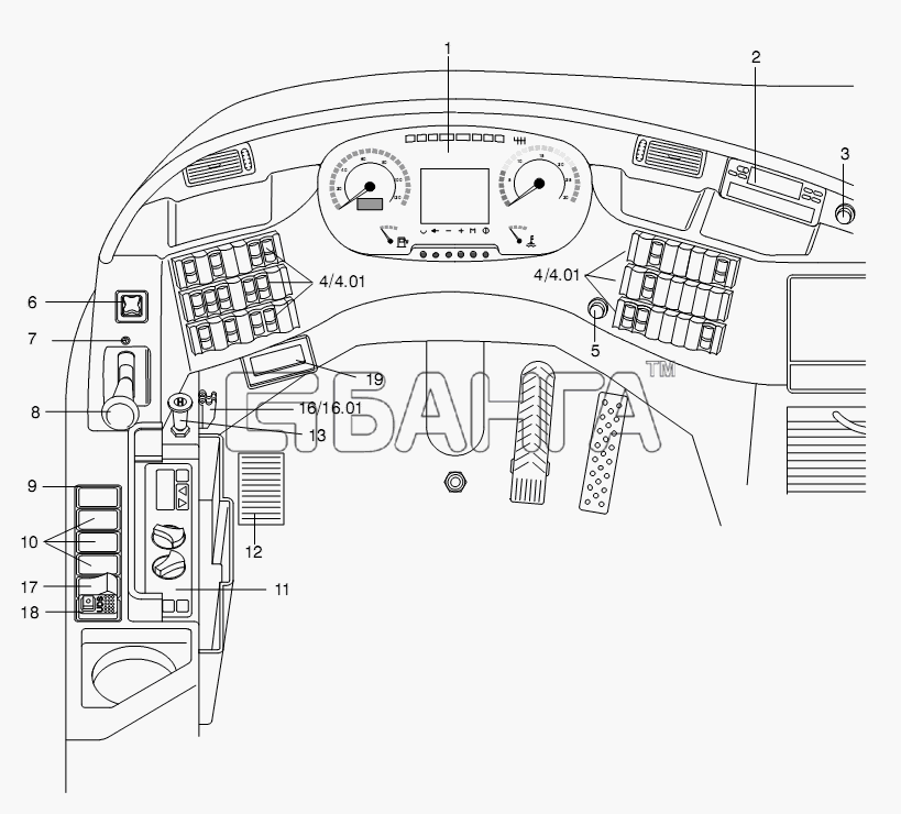 Neoplan N 3318 U E3 Схема DRIVER S INSTRUMENTS-219 banga.ua