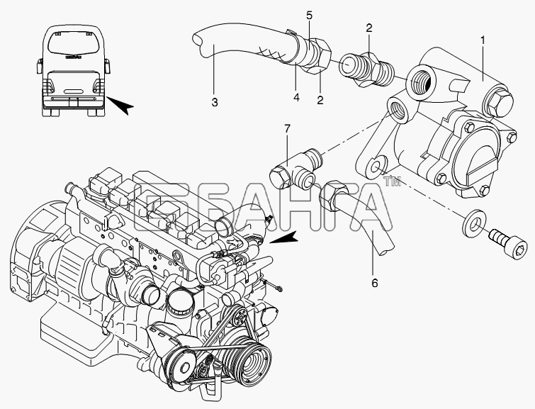 Neoplan N 516 SHD (MAN) E3 Схема POWER-STEERING PUMP-21 banga.ua