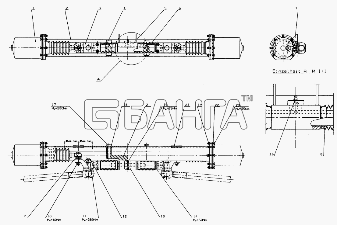 Neoplan N 516 SHD (MAN) E3 Схема CARRIER FOR ARRESTING CYLINDER-83