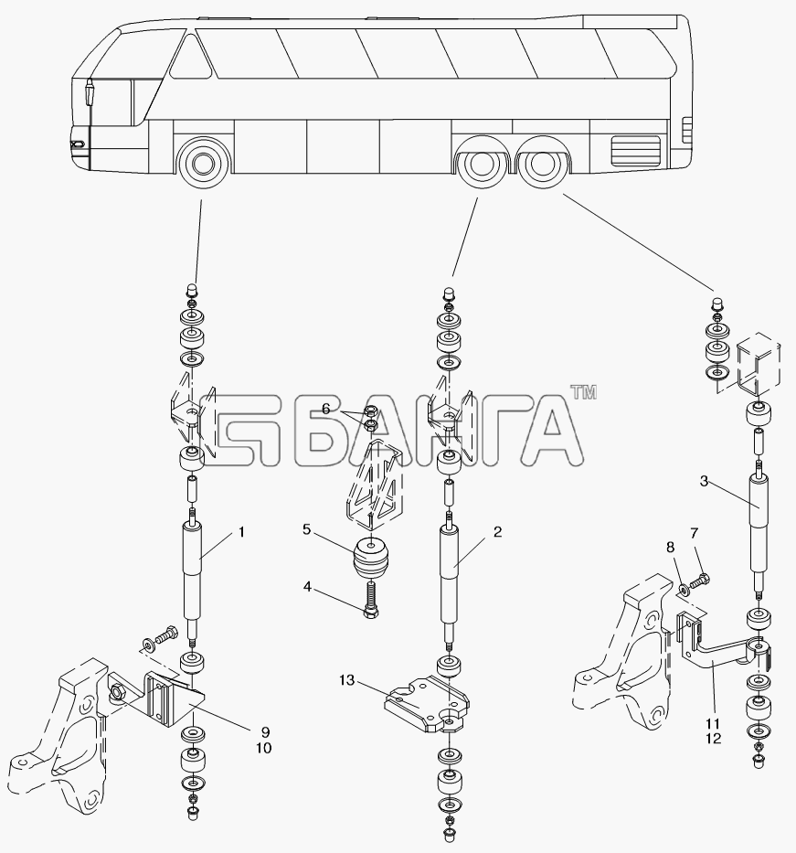 Neoplan N 516 SHD (MAN) E3 Схема SHOCK ABSORBER-89 banga.ua