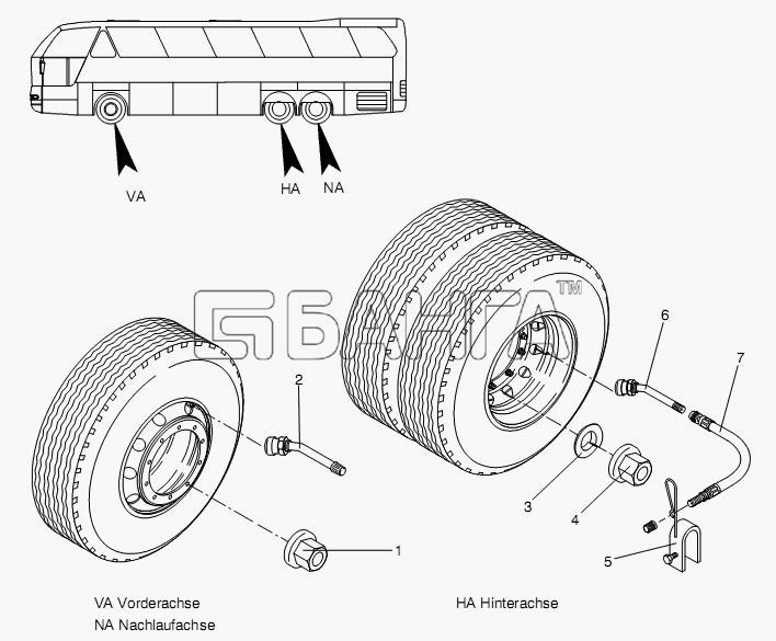 Neoplan N 516 SHD (MAN) E2 Схема WHEELS AND TYRES ACCESSORIES-237
