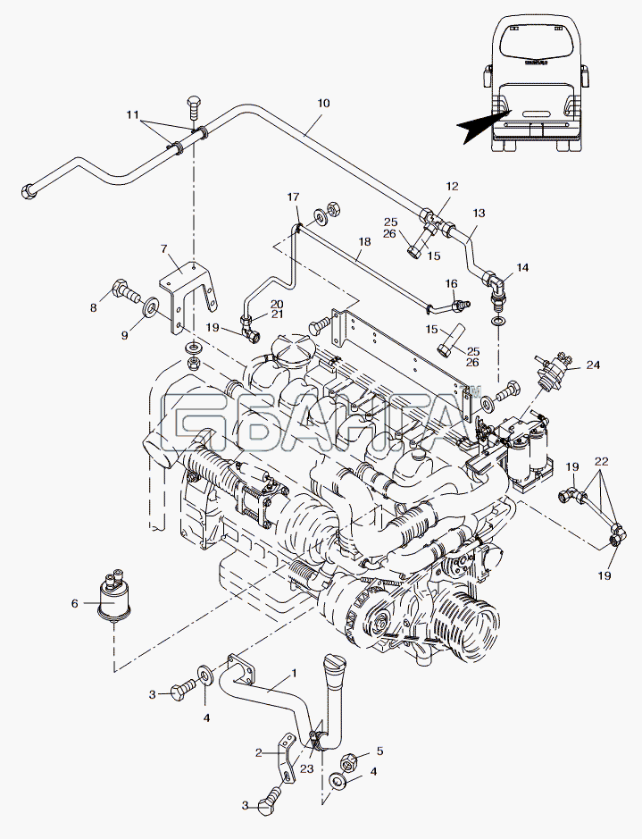 Neoplan N 516 SHD (MAN) E2 Схема ADD-ON PARTS-144 banga.ua