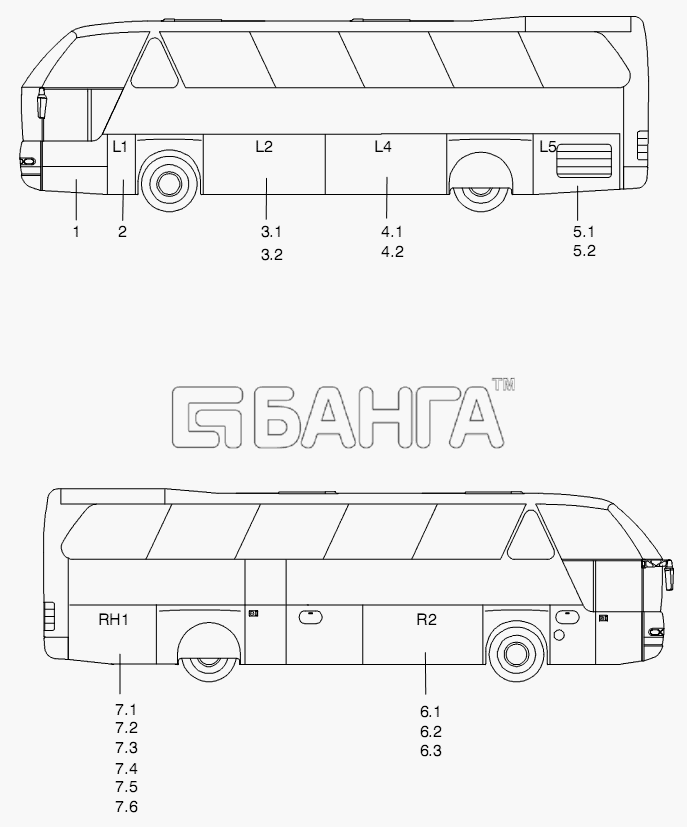 Neoplan N 516 SHD (MAN) E2 Схема FLAPS-85 banga.ua