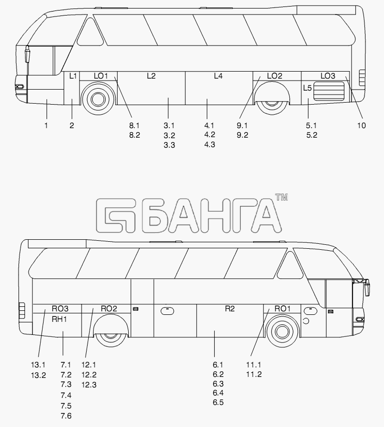 Neoplan N 516 SHD (MAN) E2 Схема FLAPS-86 banga.ua