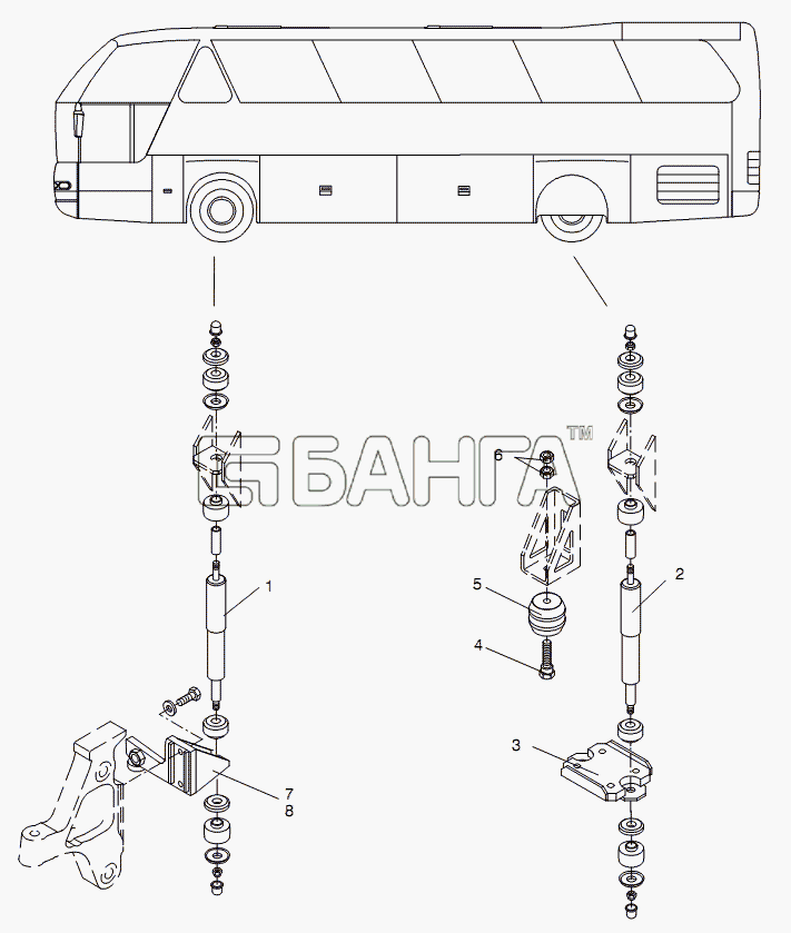 Neoplan N 516 SHD (MAN) E2 Схема SHOCK ABSORBER-228 banga.ua