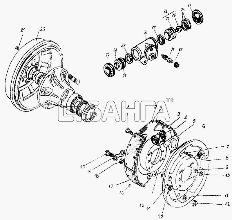 ПАЗ ПАЗ-3205-110 Схема Тормоз передний-86 banga.ua
