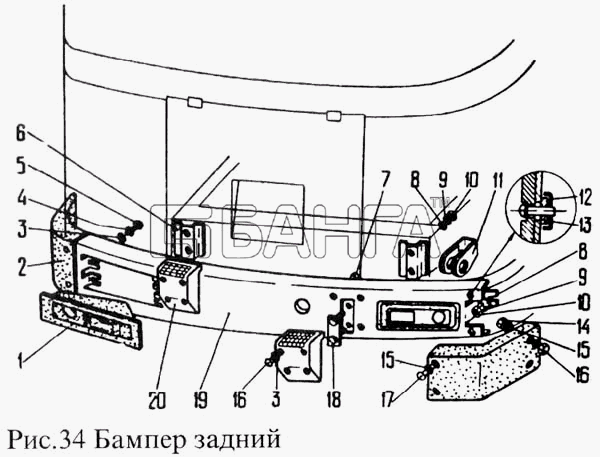 ПАЗ ПАЗ-3205 Схема Бампер задний-78 banga.ua