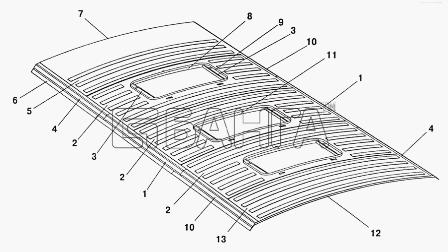 ПАЗ ПАЗ-32053 Схема Крышка кузова-21 banga.ua