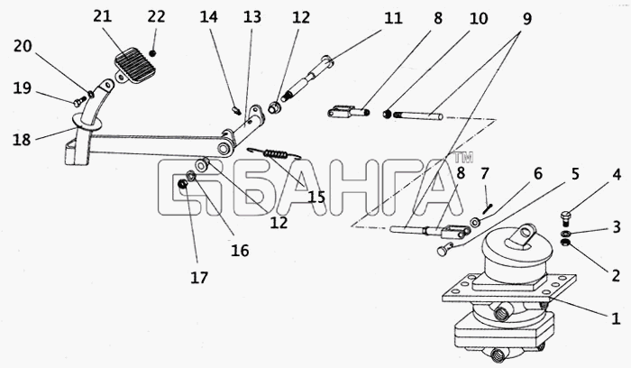 ПАЗ ПАЗ-4230 Схема Механизм привода рабочих тормозов-101 banga.ua