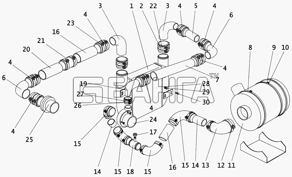ПАЗ ПАЗ-4234 Схема Система питания двигателя воздухом-63 banga.ua