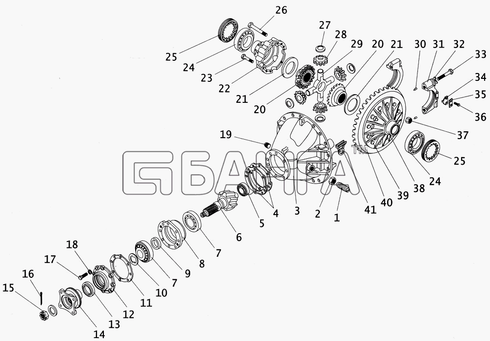 ПАЗ ПАЗ-4234 Схема Редуктор заднего моста и дифференциал-86 banga.ua