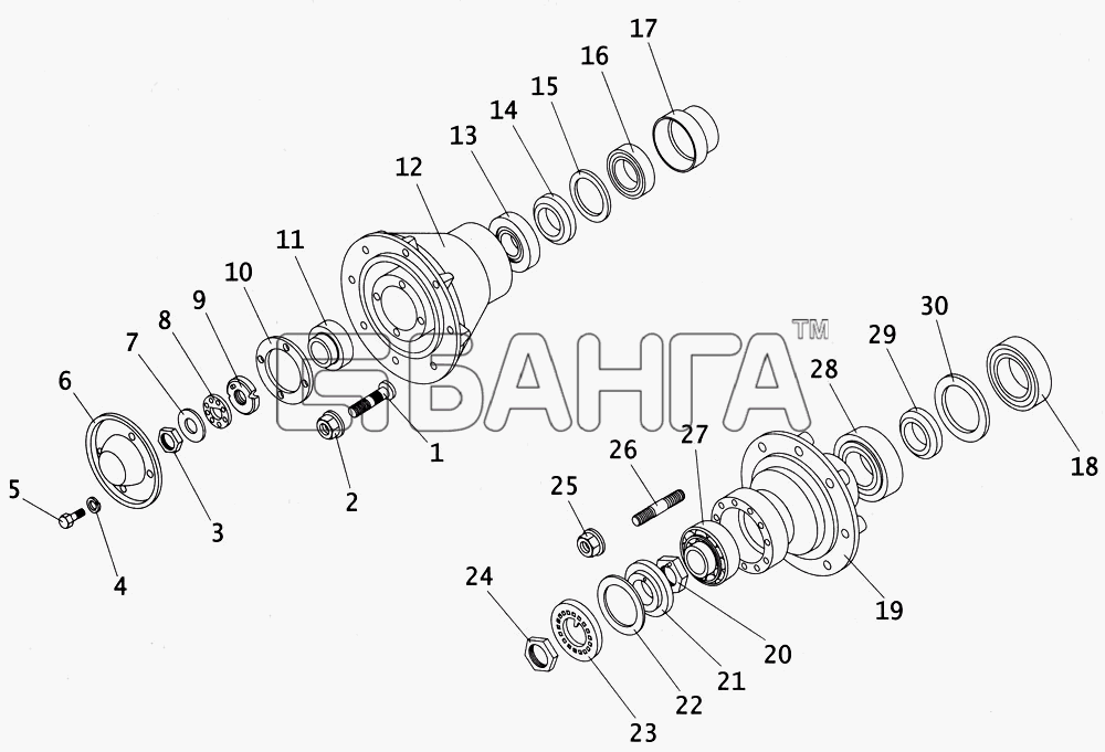 ПАЗ ПАЗ-4234 Схема Ступицы передних и задних колес-95 banga.ua
