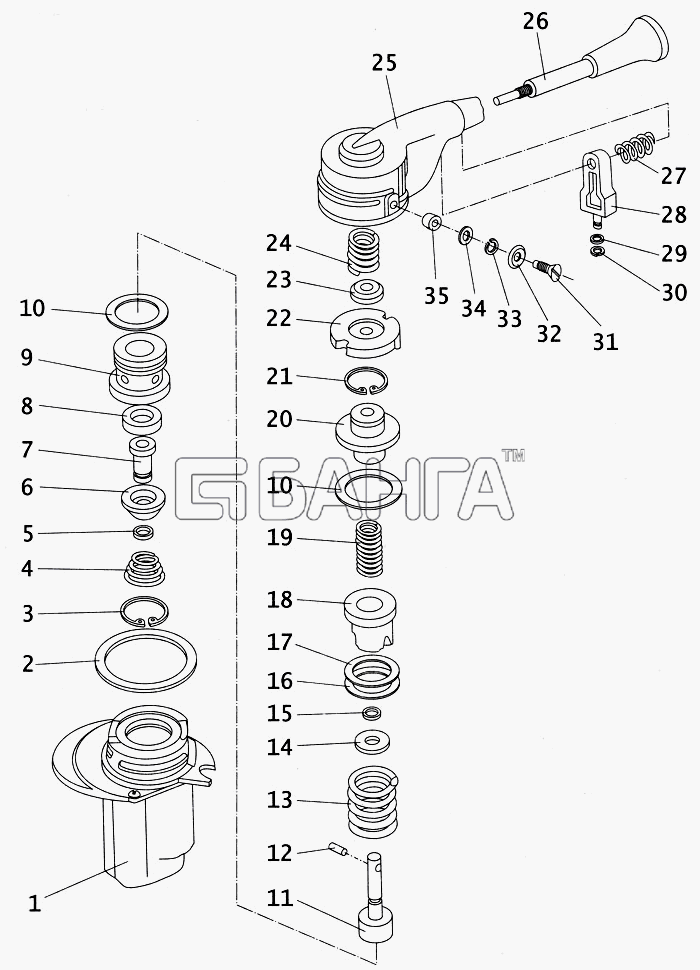 ПАЗ ПАЗ-4234 Схема Кран стояночного тормоза с ручным banga.ua
