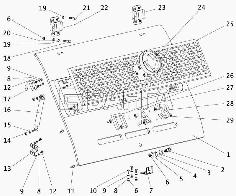 ПАЗ ПАЗ-4234 Схема Люк моторный передка-10 banga.ua