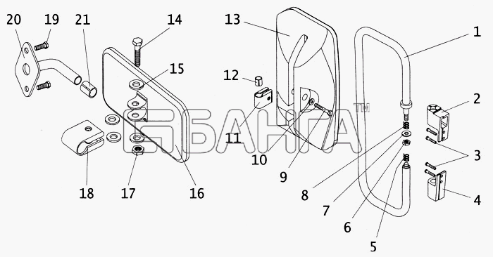 ПАЗ ПАЗ-4234 Схема Зеркала заднего вида-43 banga.ua