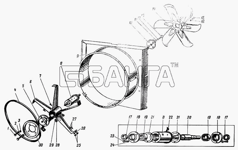 ПАЗ ПАЗ-672М Схема Вентилятор радиатора-69 banga.ua