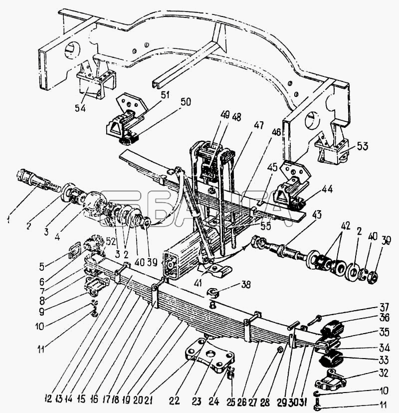 ПАЗ ПАЗ-672М Схема Задняя рессора-93 banga.ua