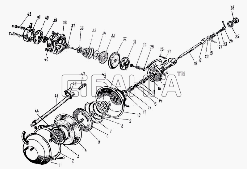 ПАЗ ПАЗ-672М Схема Гидровакуумный усилитель тормозов-109 banga.ua