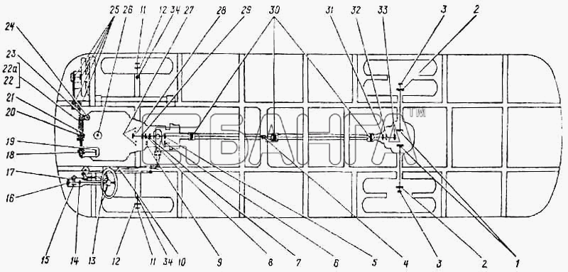 ПАЗ ПАЗ-672М Схема Схема установки подшипников на автобусе-135