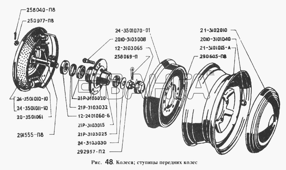 РАФ РАФ 2203 Схема Колеса ступицы передних колес-114 banga.ua