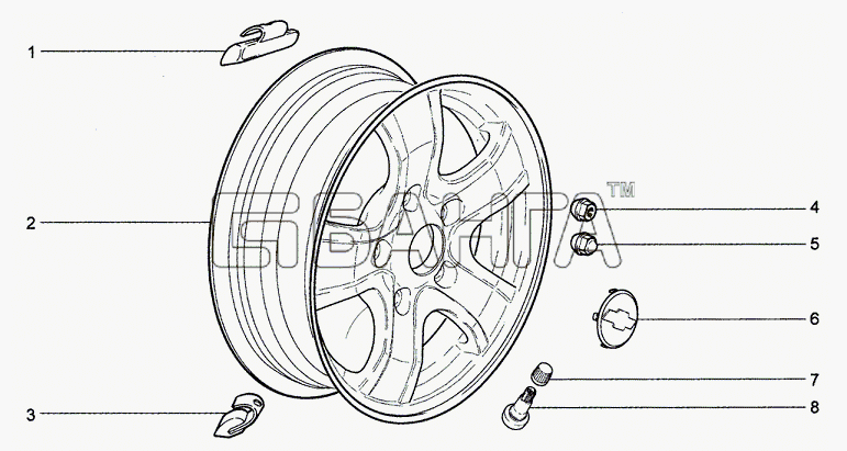 Chevrolet Chevrolet Niva 1.7 Схема Колеса (34 55 10)-188 banga.ua