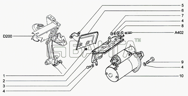 Chevrolet Chevrolet Niva 1.7 Схема Стартер с арматурой-225 banga.ua