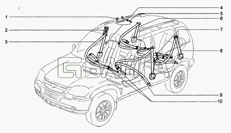 Chevrolet Chevrolet Niva 1.7 Схема Ремни безопасности-9 banga.ua