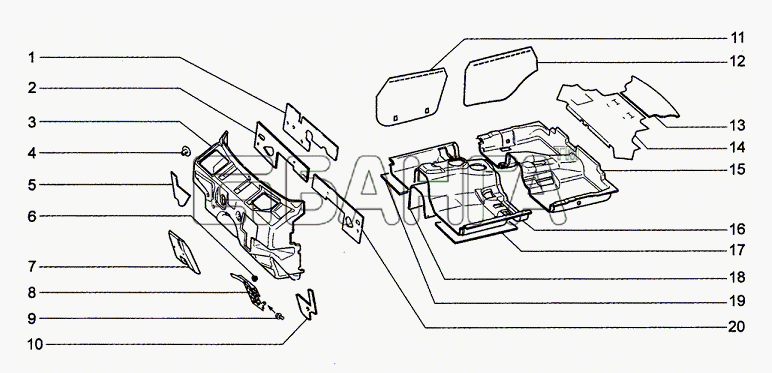 Chevrolet Chevrolet Niva 1.7 Схема Термошумоизоляция салона-10