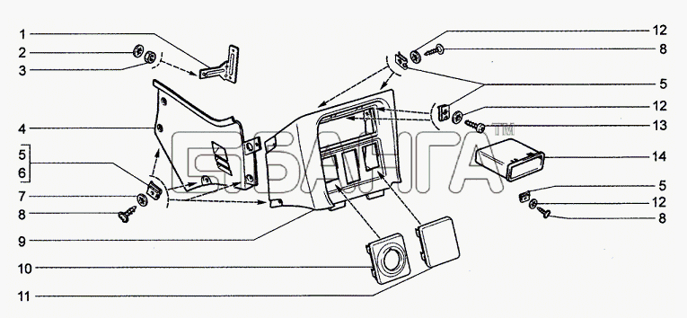 Chevrolet Chevrolet Niva 1.7 Схема Консоль панели приборов (34 55)-21