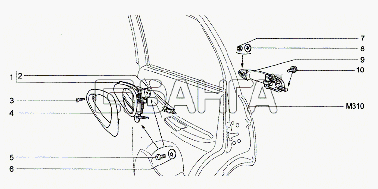 Chevrolet Chevrolet Niva 1.7 Схема Ручки задних дверей-38 banga.ua